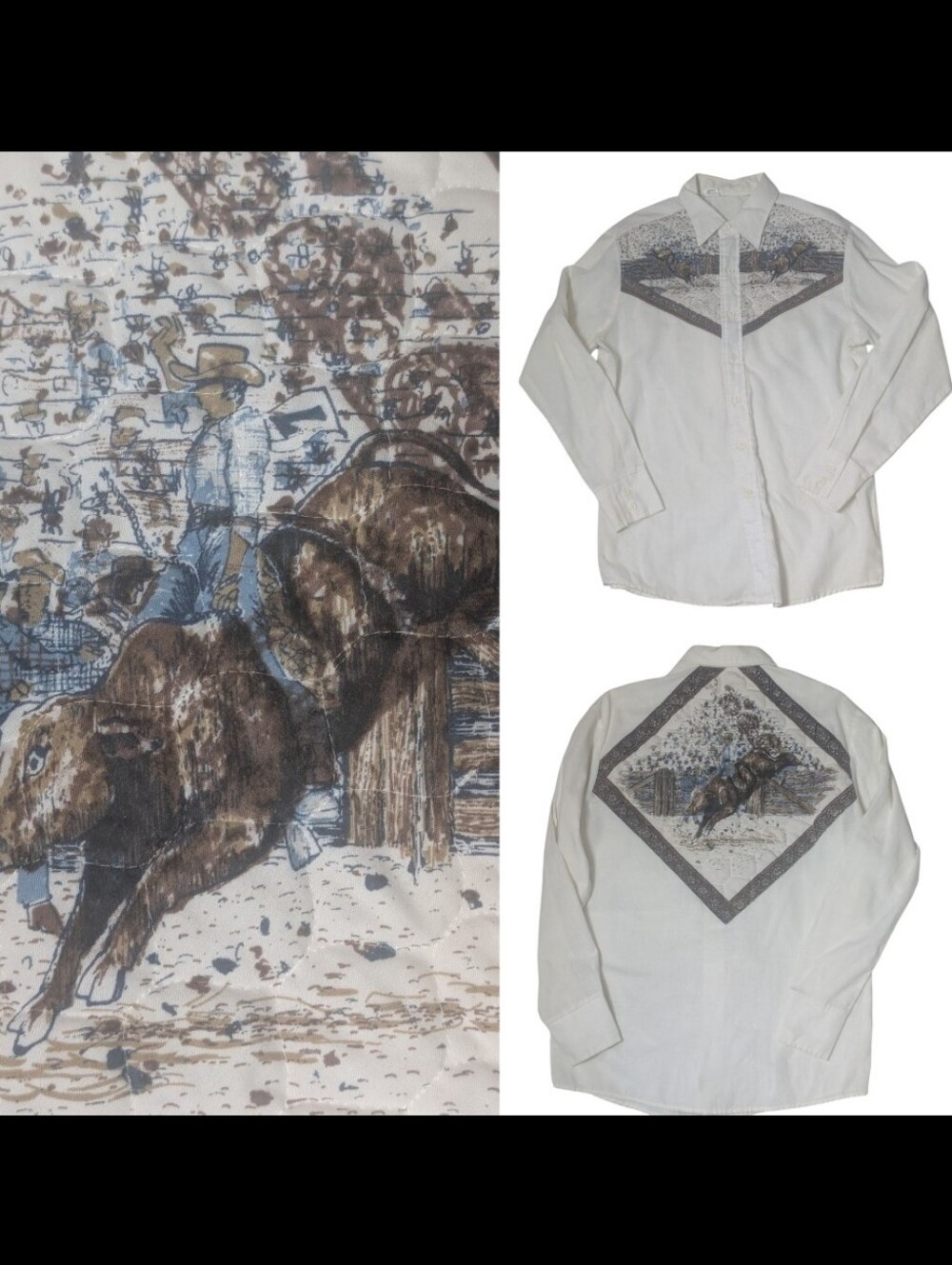 INSAAAAANE Vintage KENNINGTON DAGGER COLLAR QUILTED Graphic Pearlsnap